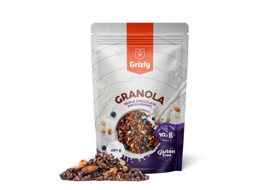 Granola z gorzką czekoladą i borówkami